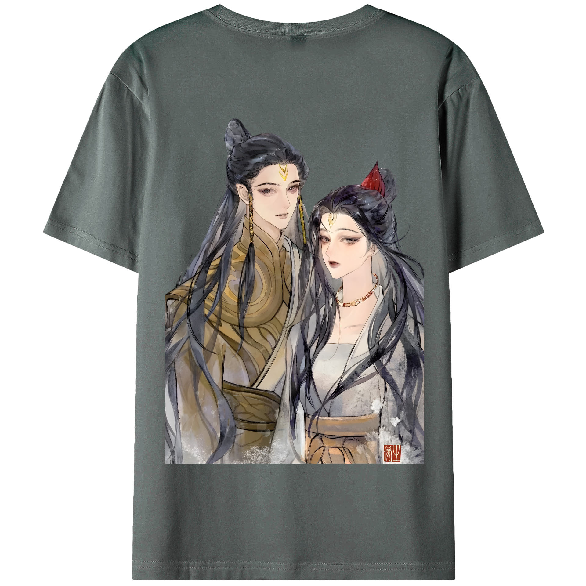 （画像用） Ne Zha 2 ナタ 魔童の大暴れ 綿100％半袖Tシャツ（背面プリント）